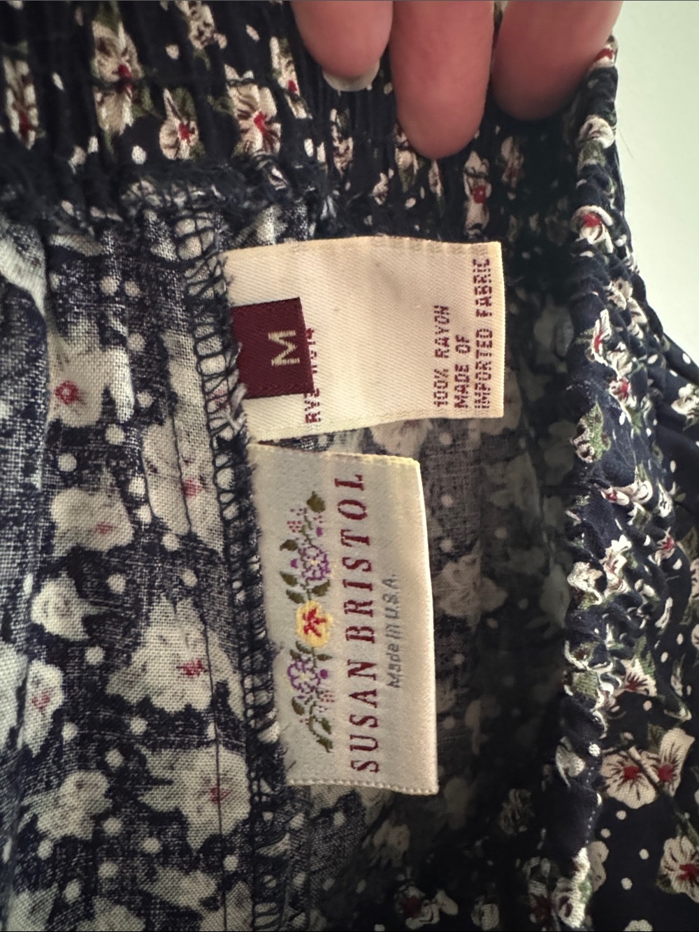 Susan Bristol Black Wide-Leg Pants with White Daisy Print - Picture 3 of 3